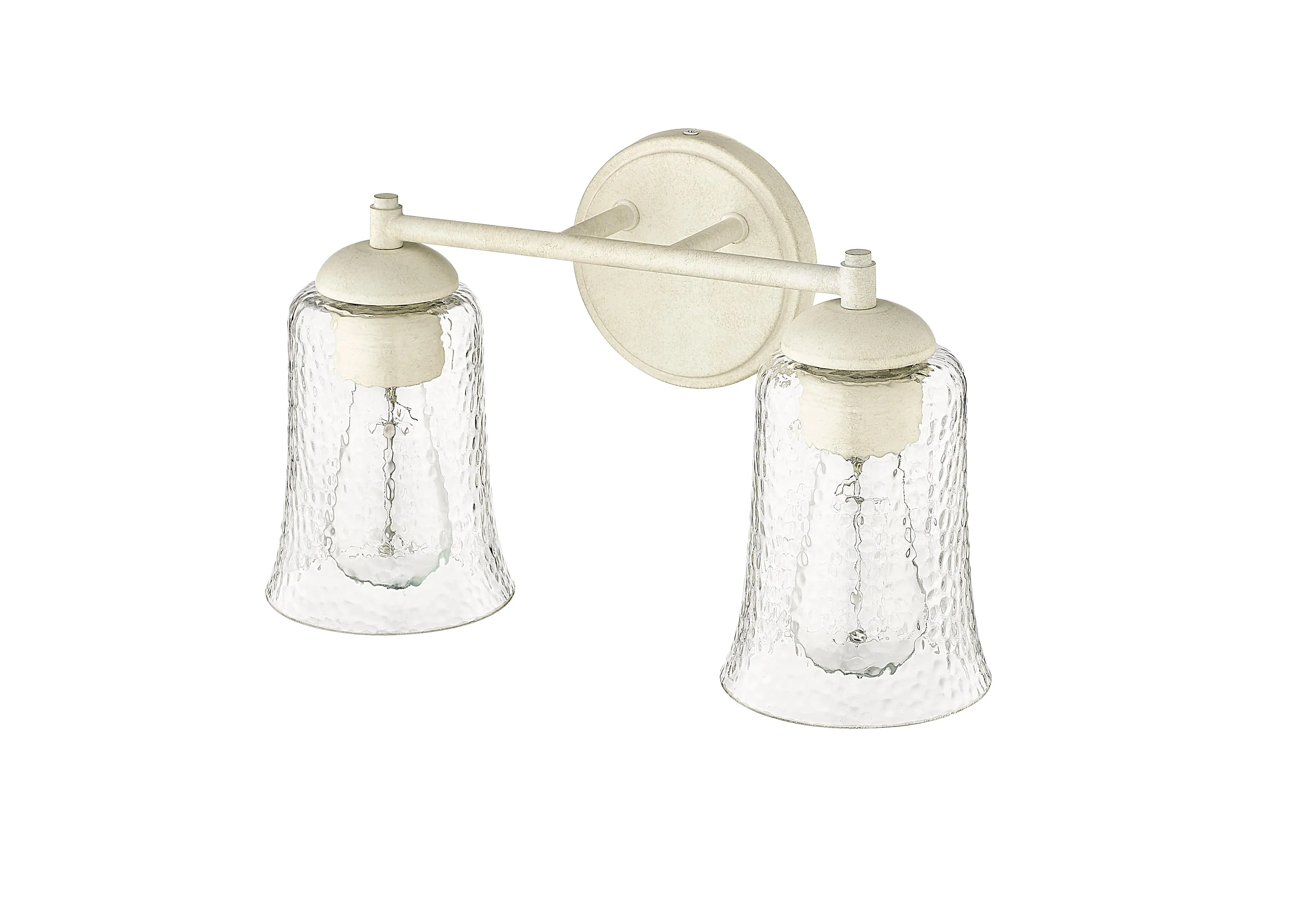 2 Lamps Abilene Vanity Light - Cottage White - Clear Chiseled Glass - 15in. Wide