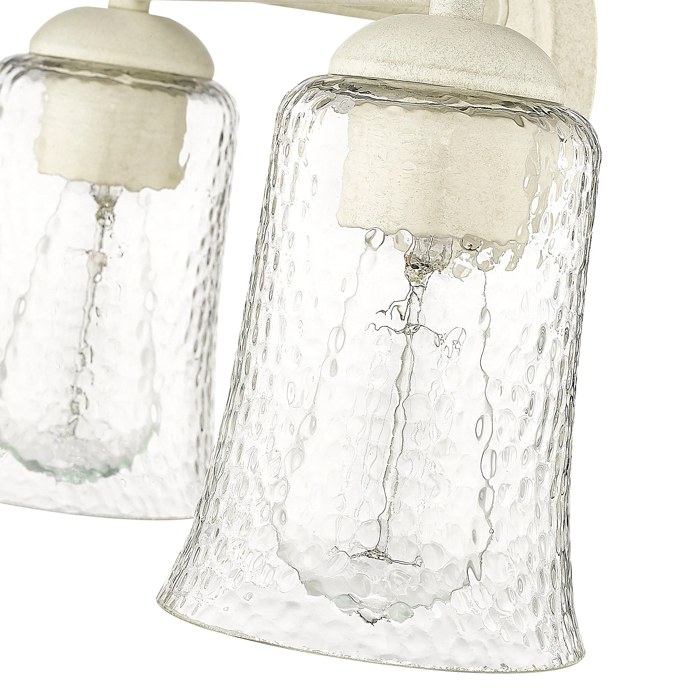 2 Lamps Abilene Vanity Light - Cottage White - Clear Chiseled Glass - 15in. Wide