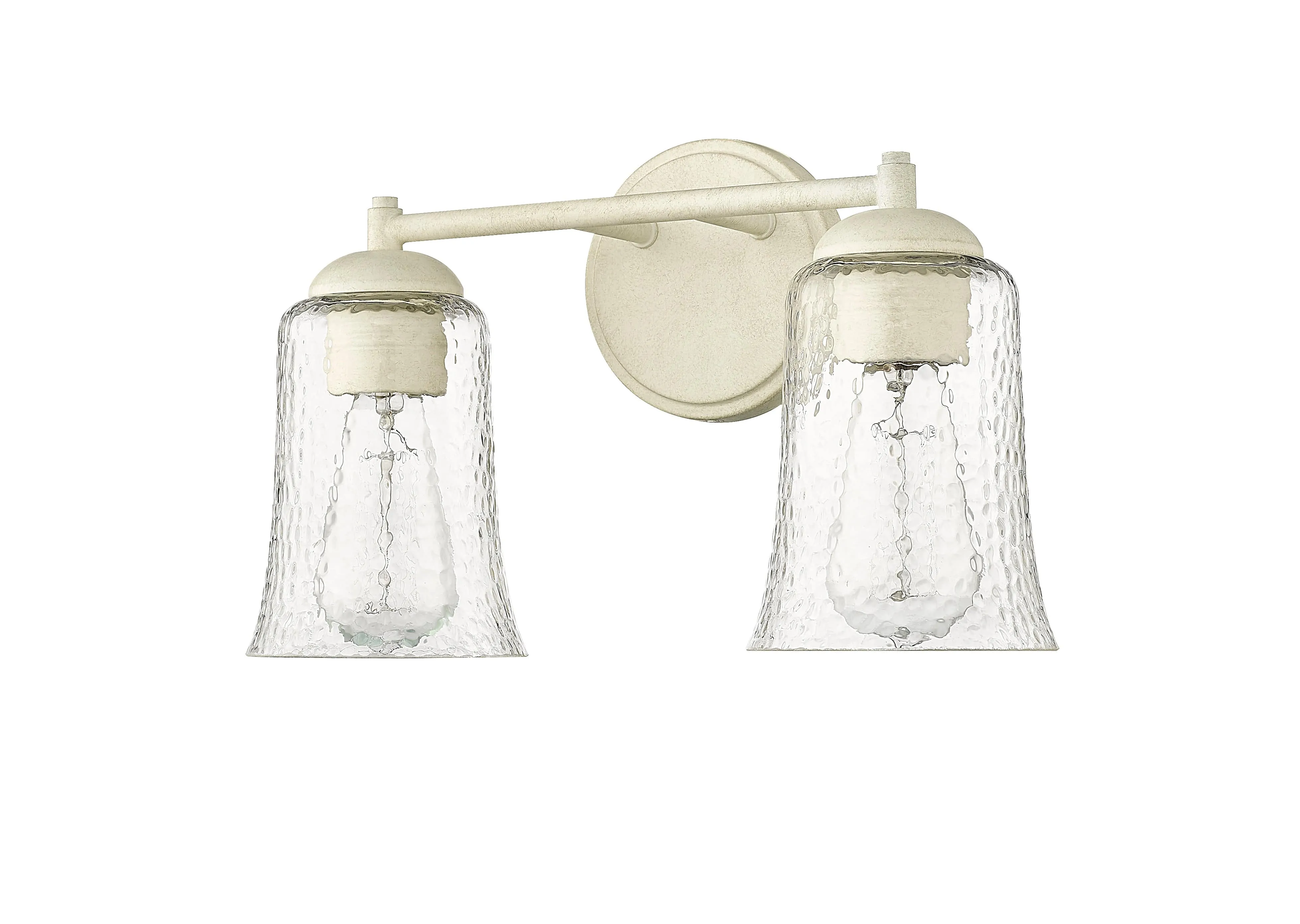 2 Lamps Abilene Vanity Light - Cottage White - Clear Chiseled Glass - 15in. Wide