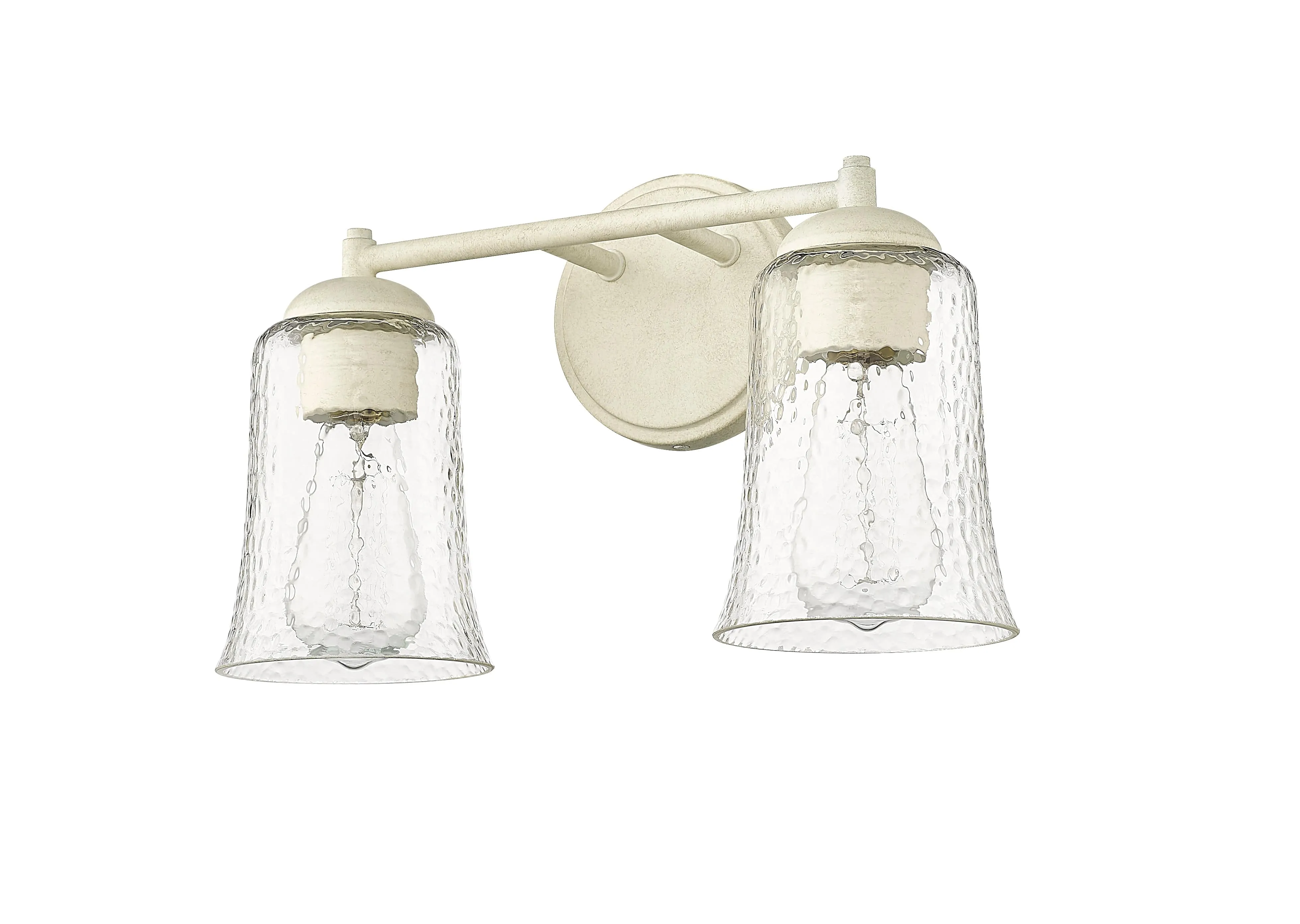 2 Lamps Abilene Vanity Light - Cottage White - Clear Chiseled Glass - 15in. Wide