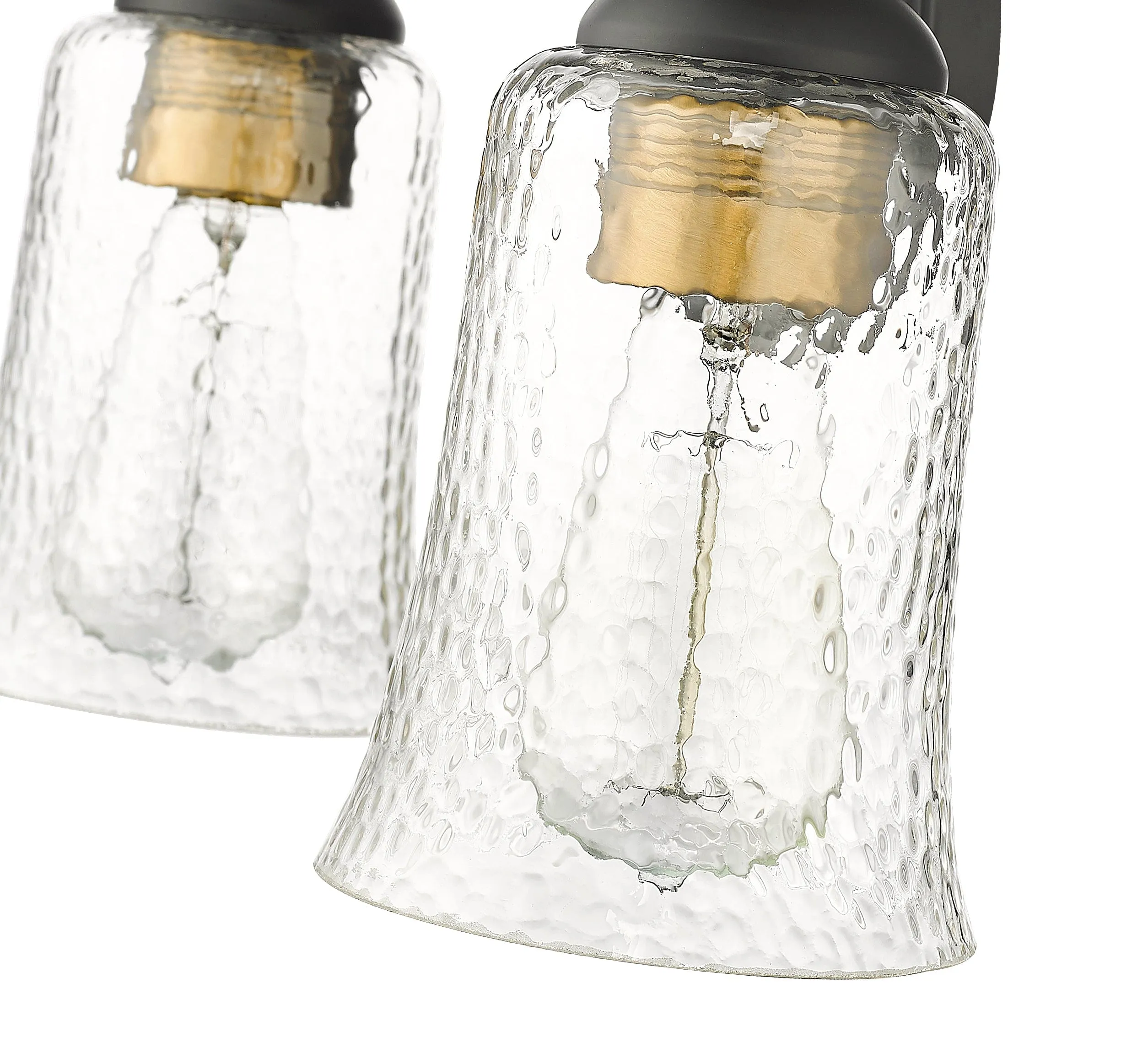 2 Lamps Abilene Vanity Light - Matte Black - Clear Chiseled Glass - 15in. Wide
