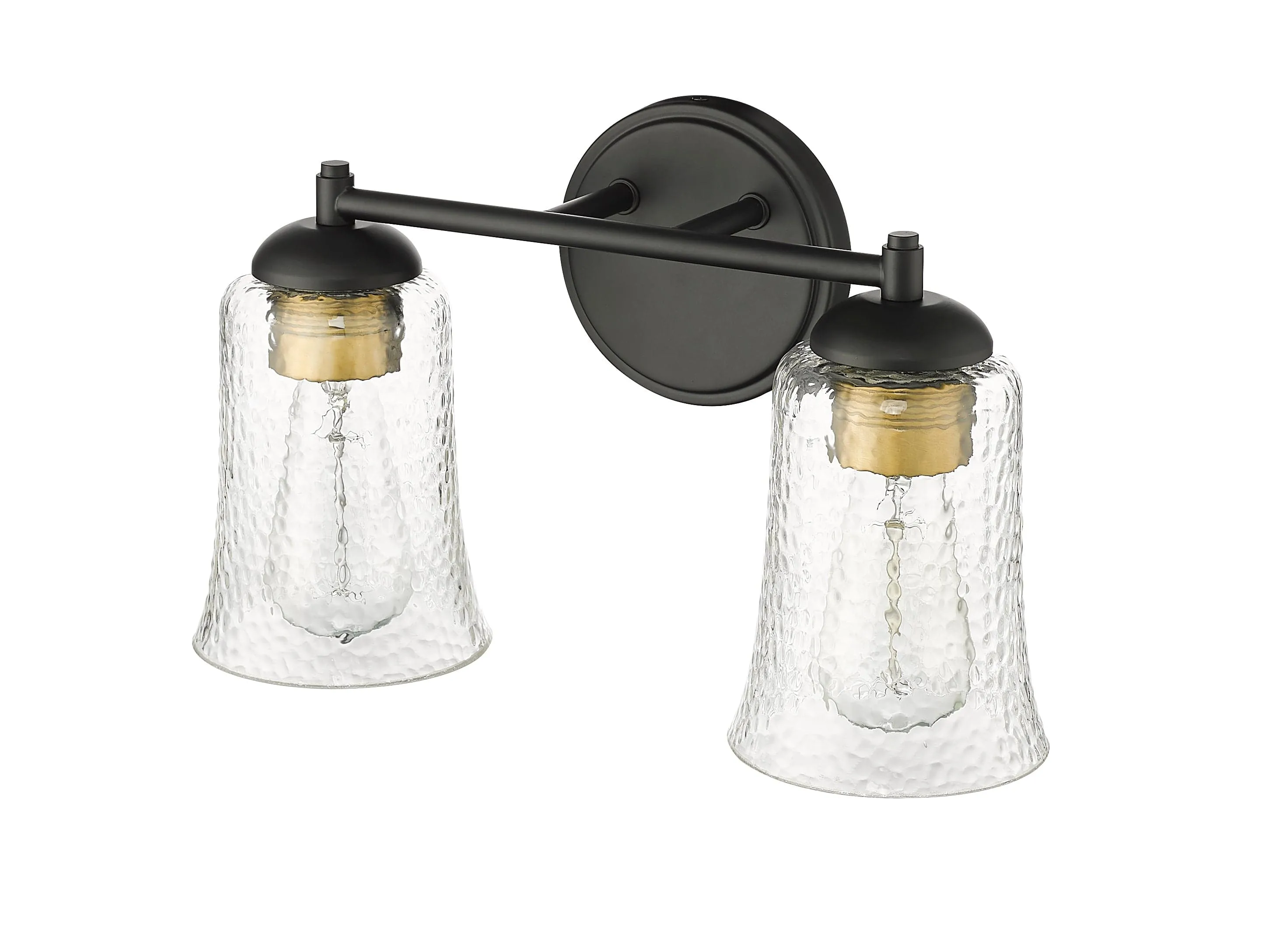 2 Lamps Abilene Vanity Light - Matte Black - Clear Chiseled Glass - 15in. Wide