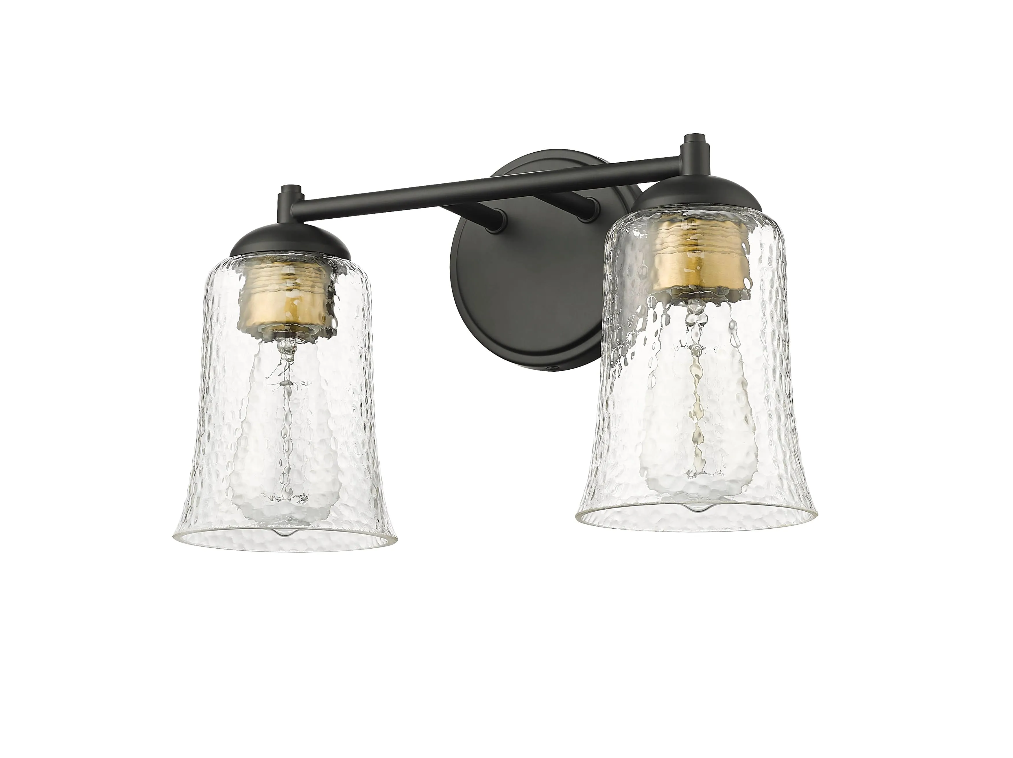 2 Lamps Abilene Vanity Light - Matte Black - Clear Chiseled Glass - 15in. Wide