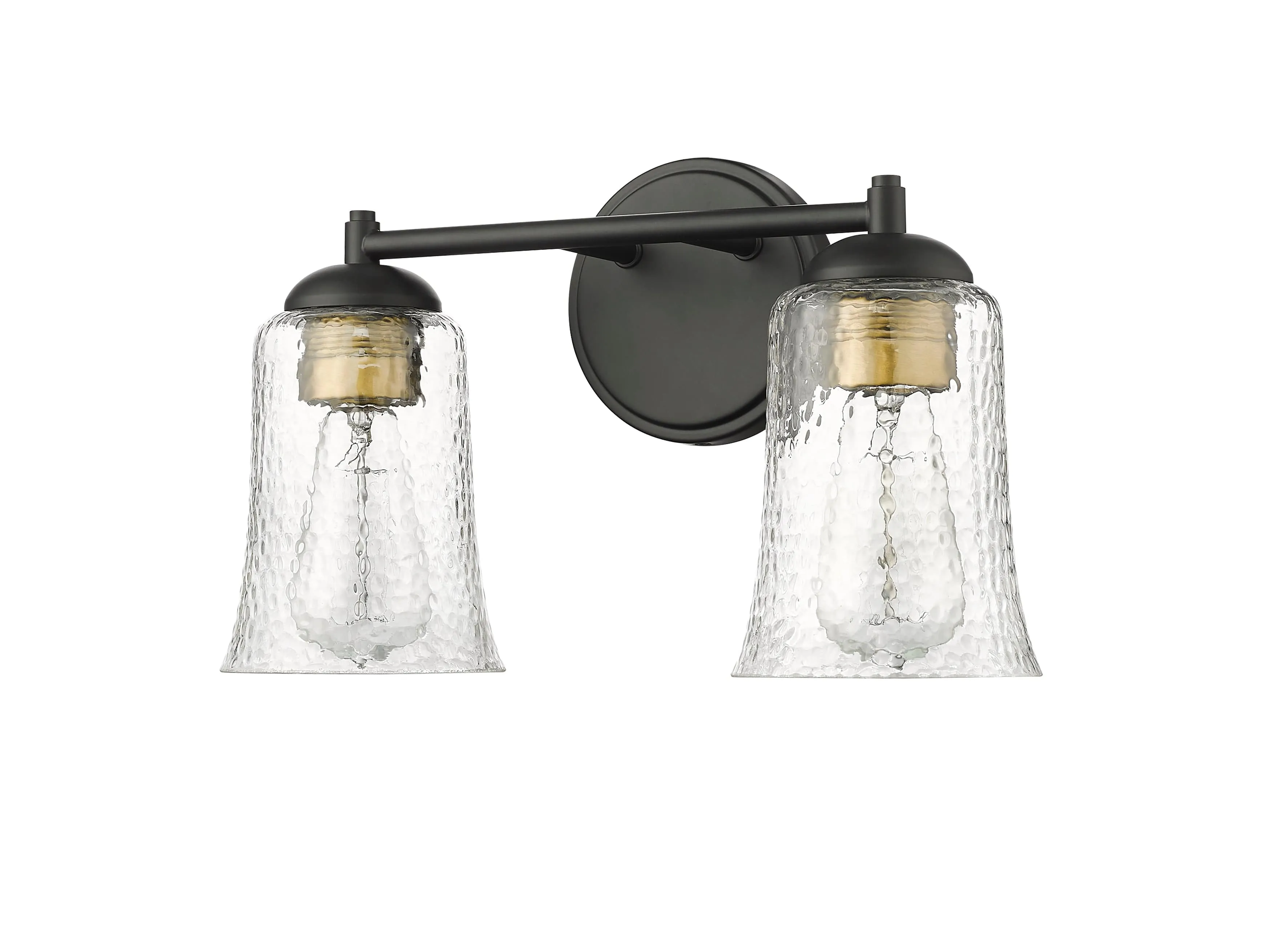 2 Lamps Abilene Vanity Light - Matte Black - Clear Chiseled Glass - 15in. Wide