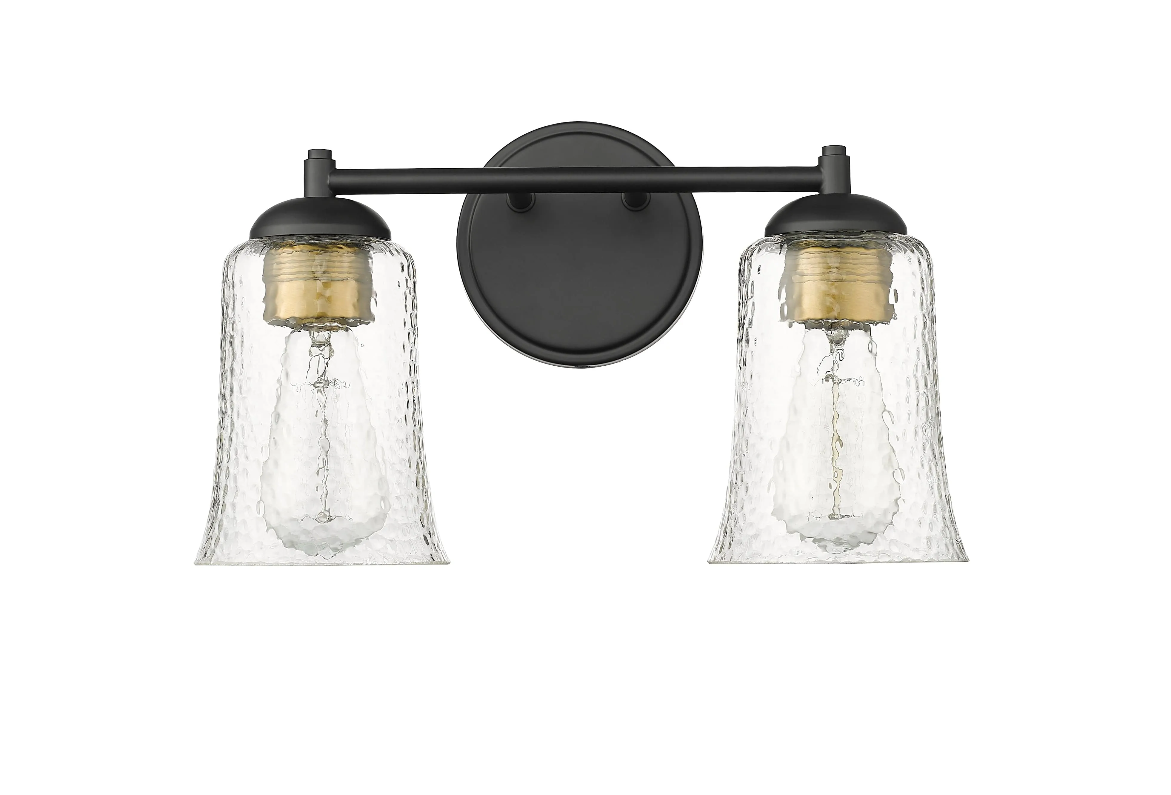 2 Lamps Abilene Vanity Light - Matte Black - Clear Chiseled Glass - 15in. Wide