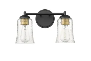 2 Lamps Abilene Vanity Light - Matte Black - Clear Chiseled Glass - 15in. Wide
