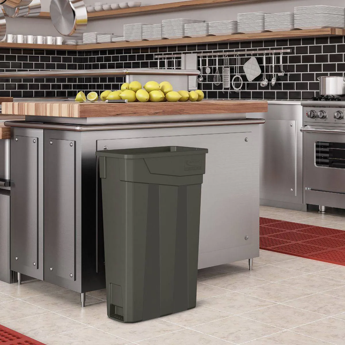 23 Gallon Resin Slim Trash Can - Gray
