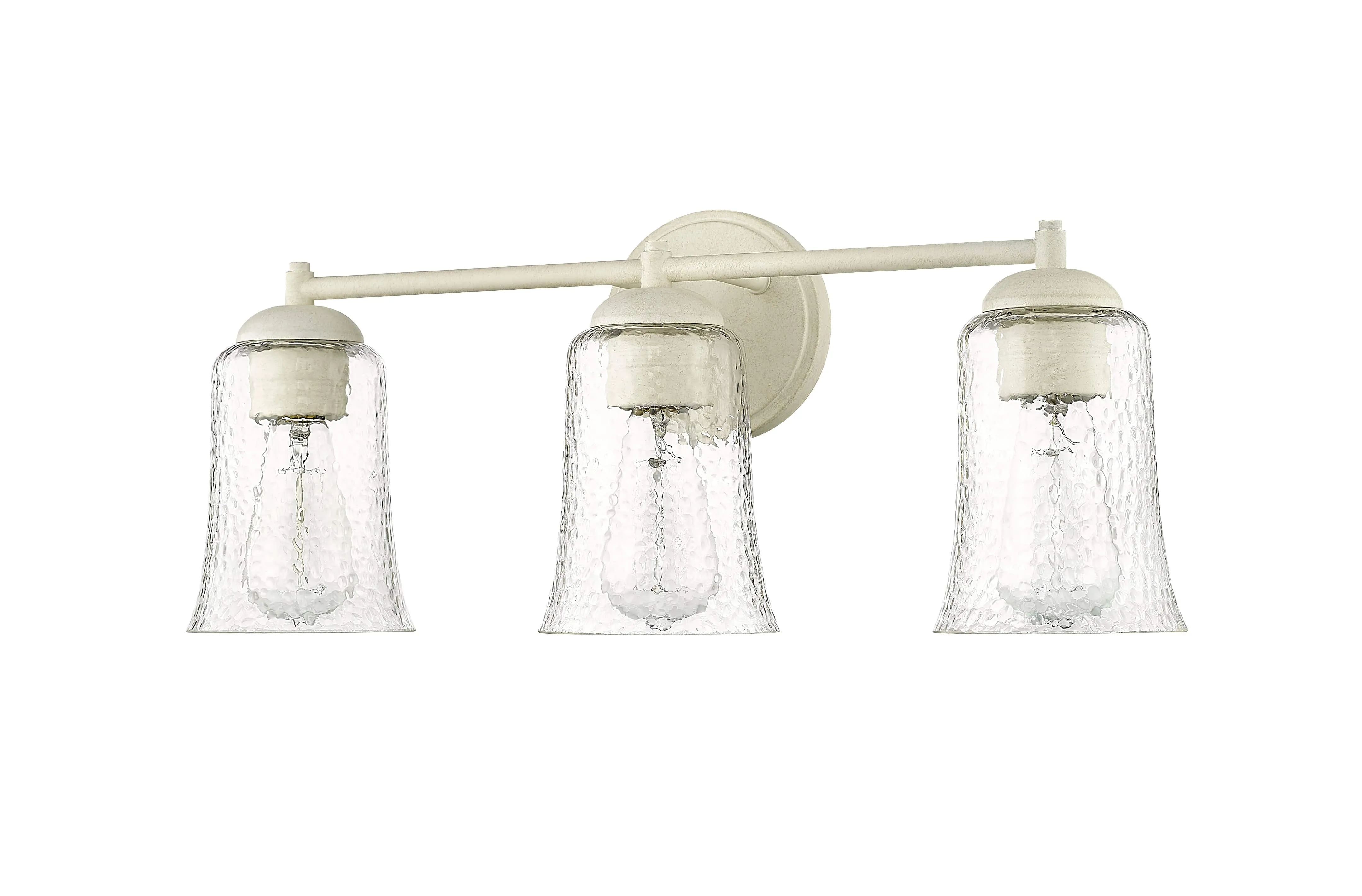 3 Lamps Abilene Vanity Light - Cottage White - Clear Chiseled Glass - 21.75in. Wide