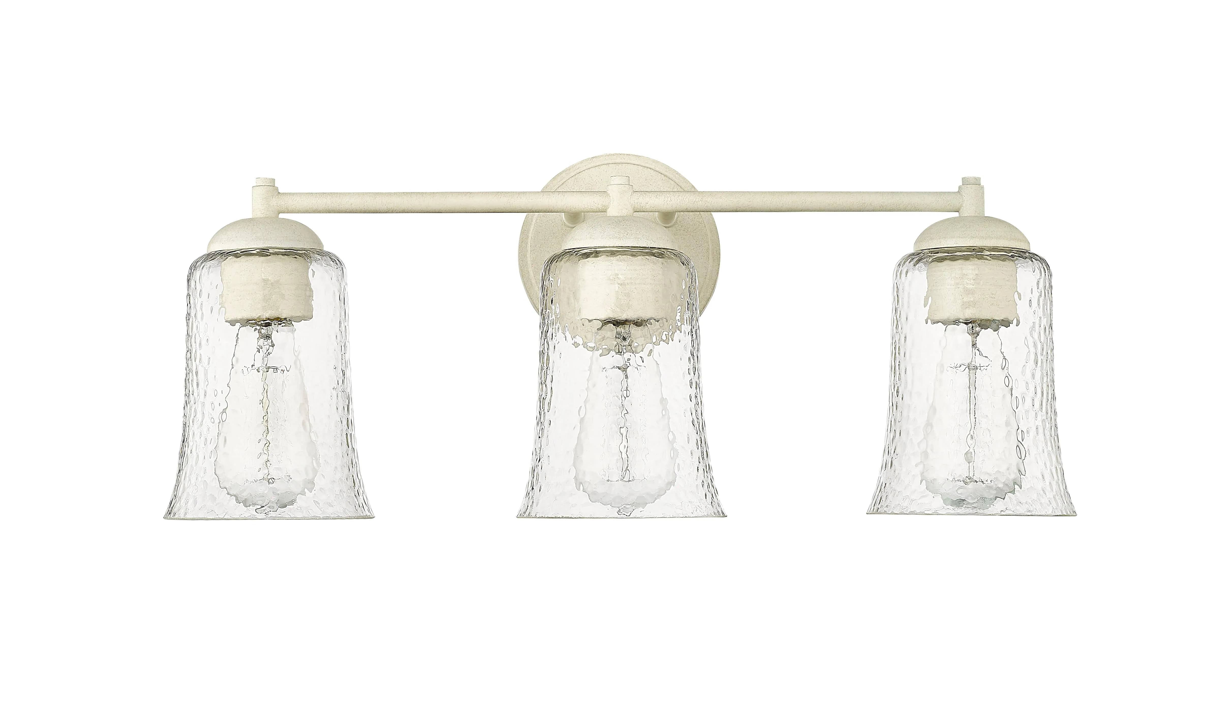 3 Lamps Abilene Vanity Light - Cottage White - Clear Chiseled Glass - 21.75in. Wide