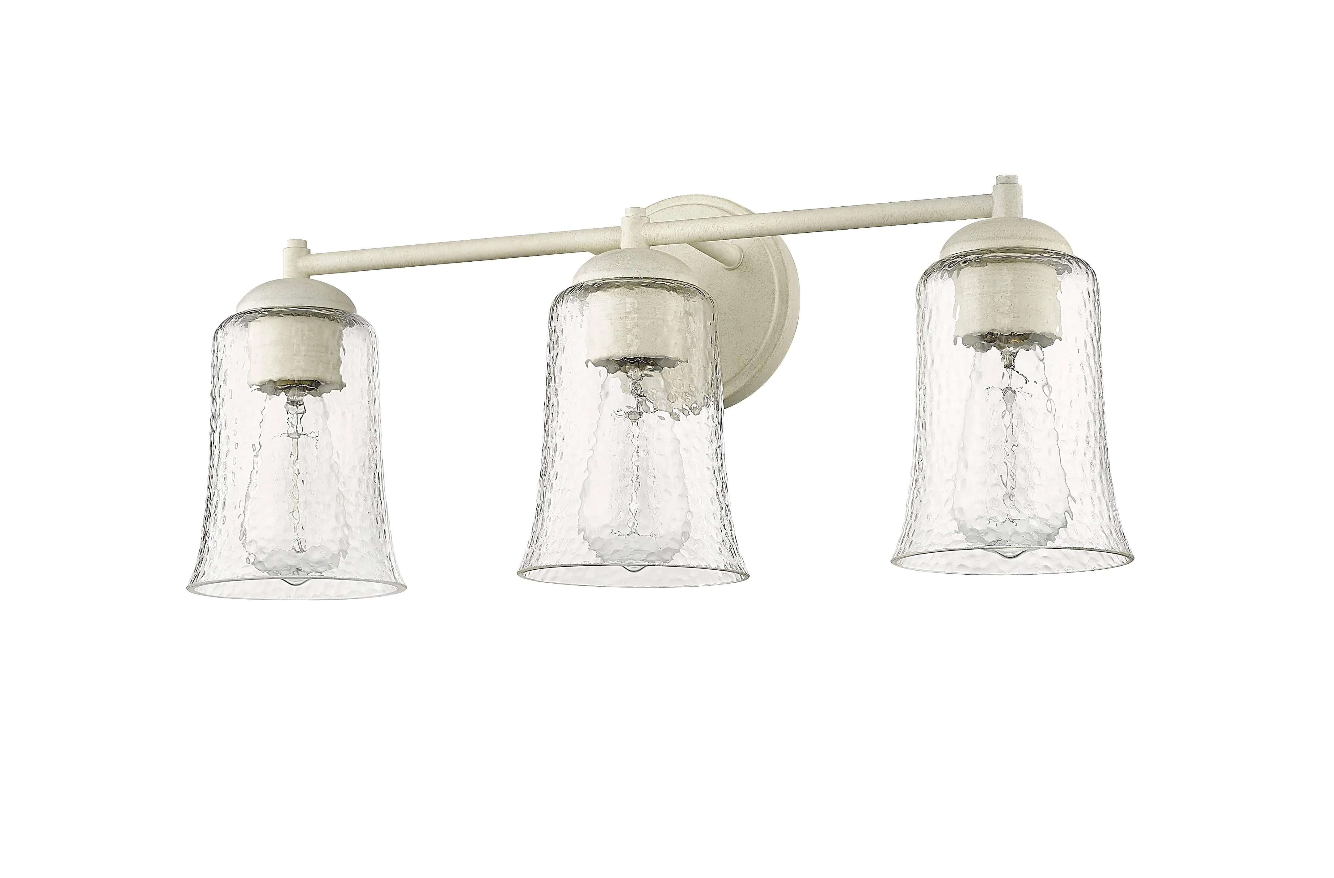 3 Lamps Abilene Vanity Light - Cottage White - Clear Chiseled Glass - 21.75in. Wide