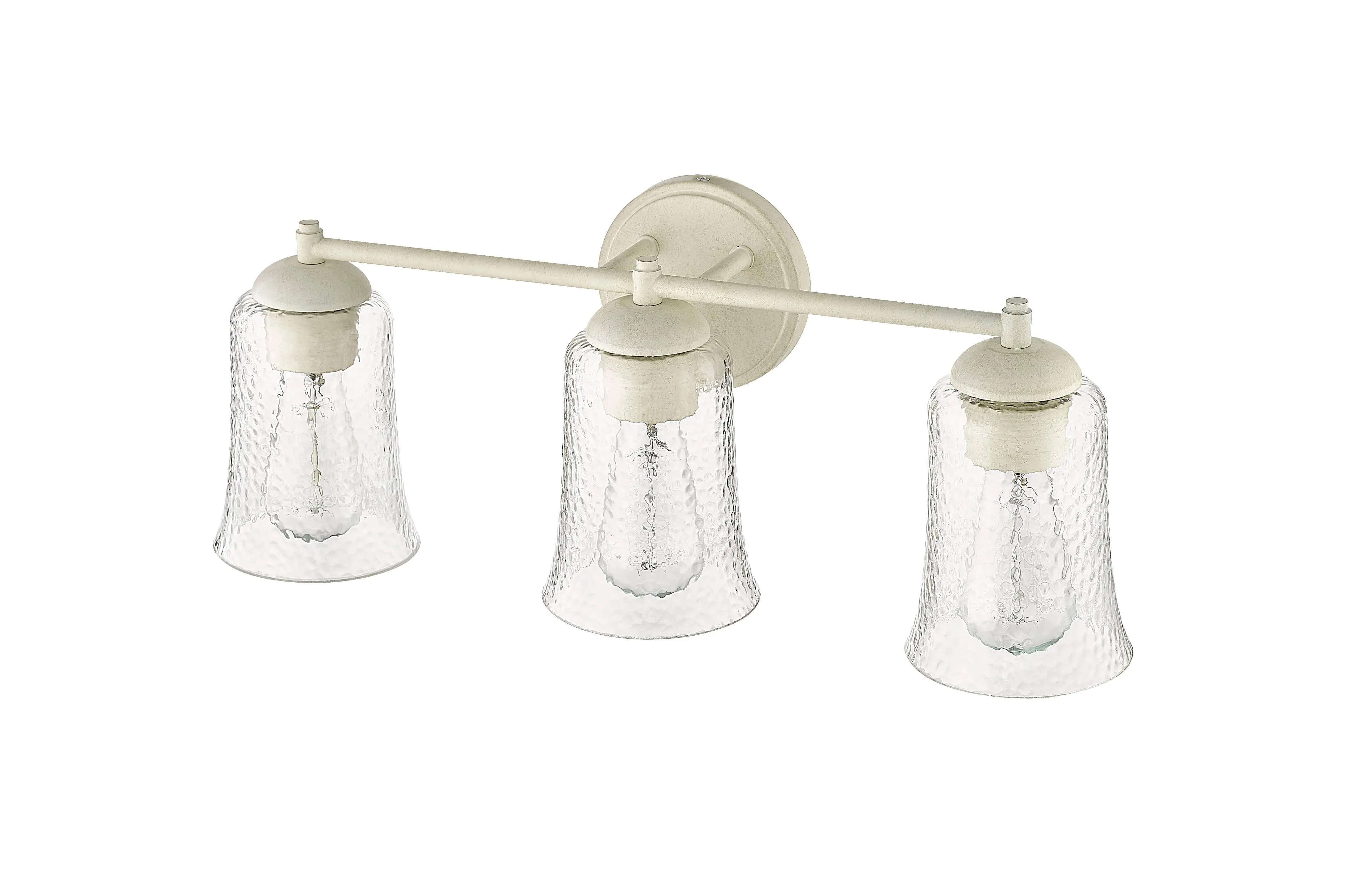 3 Lamps Abilene Vanity Light - Cottage White - Clear Chiseled Glass - 21.75in. Wide
