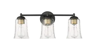 3 Lamps Abilene Vanity Light - Matte Black - Clear Chiseled Glass - 21.75in. Wide