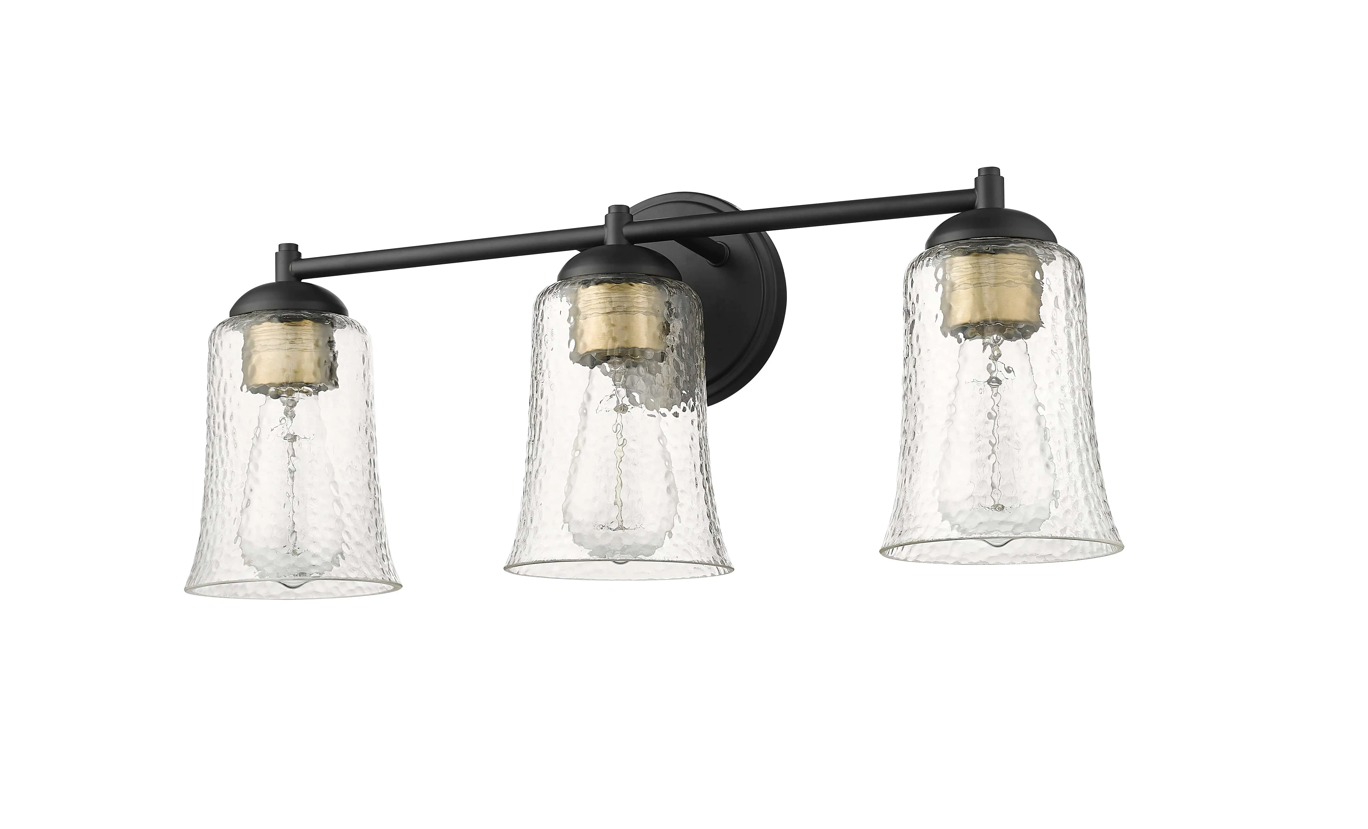 3 Lamps Abilene Vanity Light - Matte Black - Clear Chiseled Glass - 21.75in. Wide