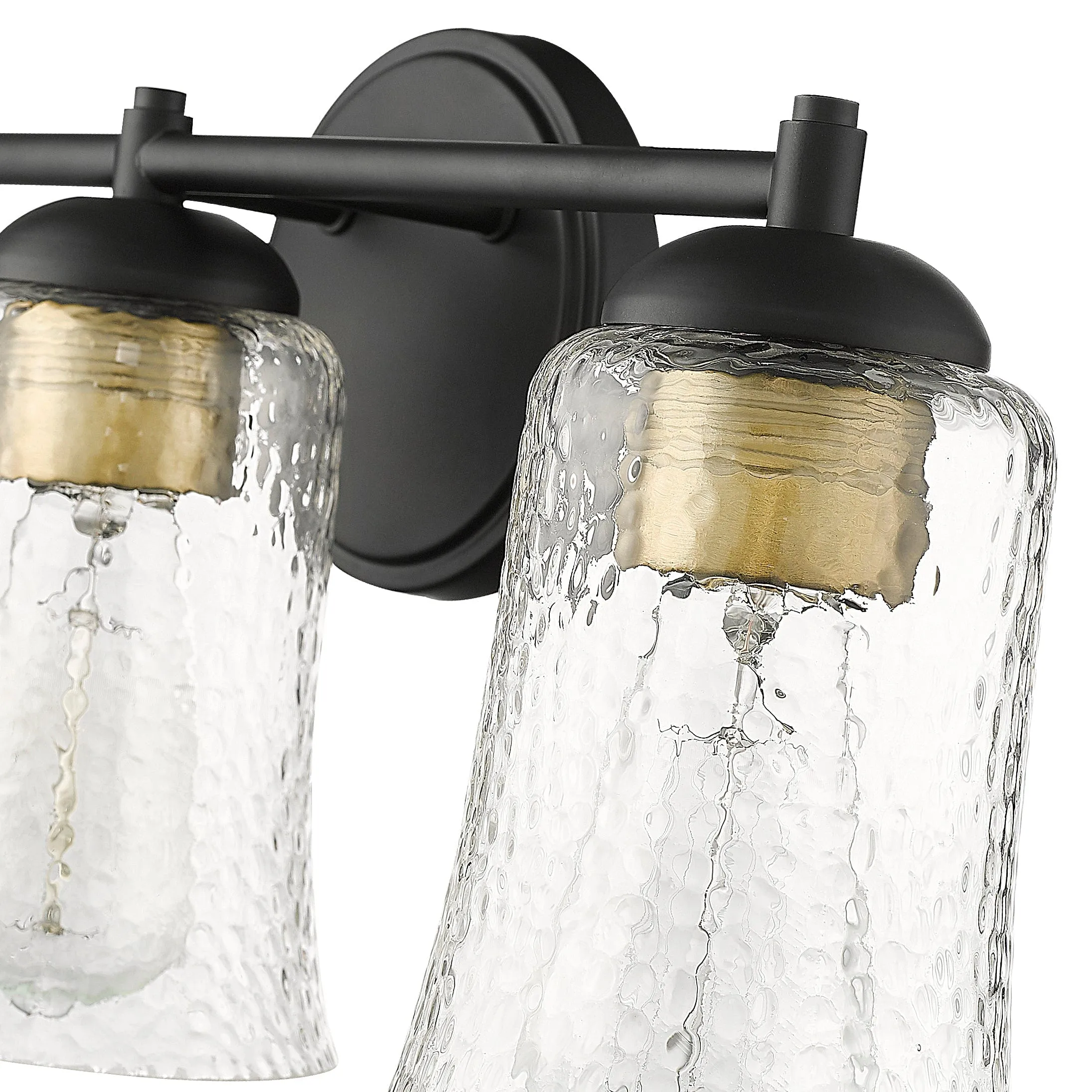 3 Lamps Abilene Vanity Light - Matte Black - Clear Chiseled Glass - 21.75in. Wide