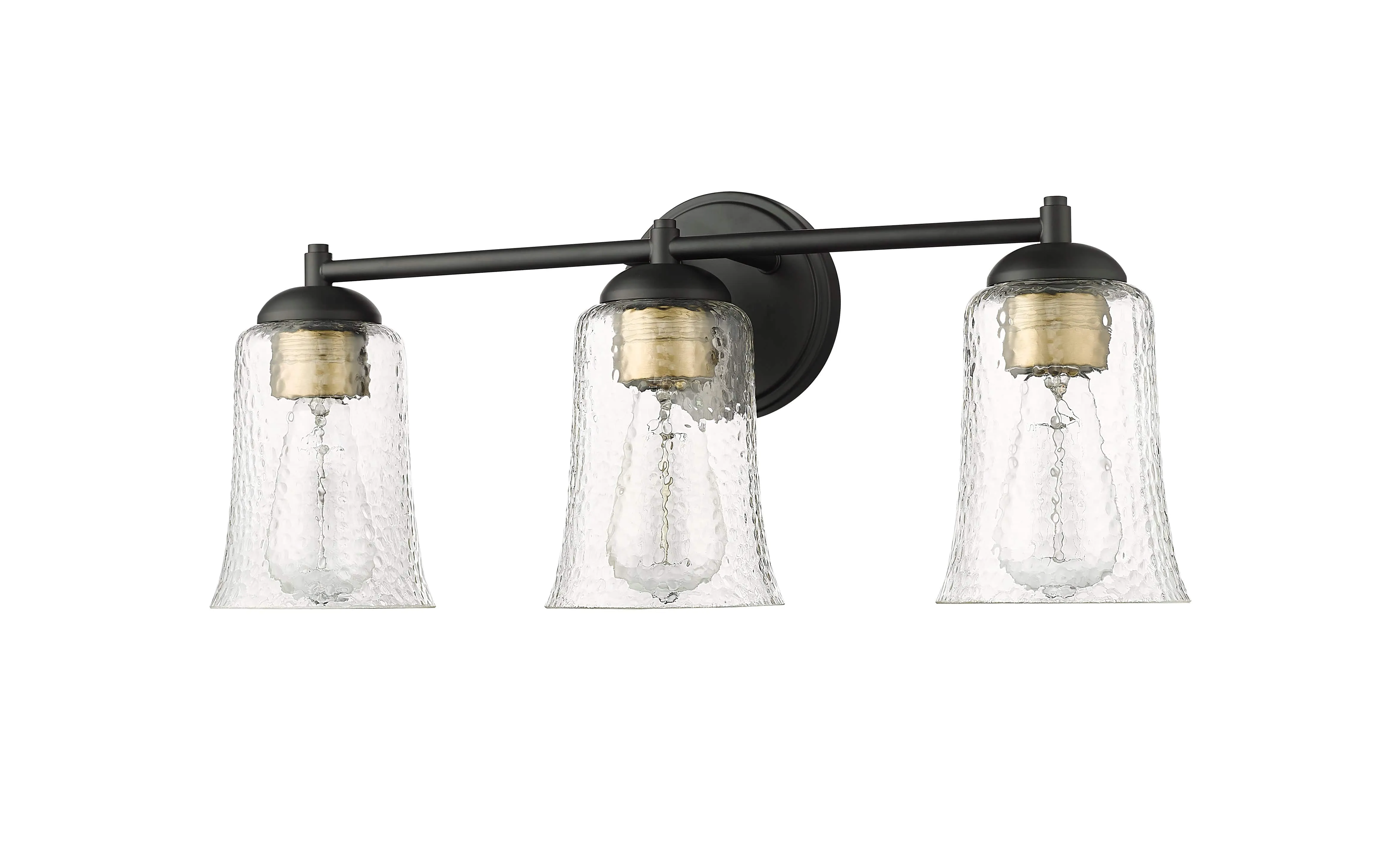 3 Lamps Abilene Vanity Light - Matte Black - Clear Chiseled Glass - 21.75in. Wide