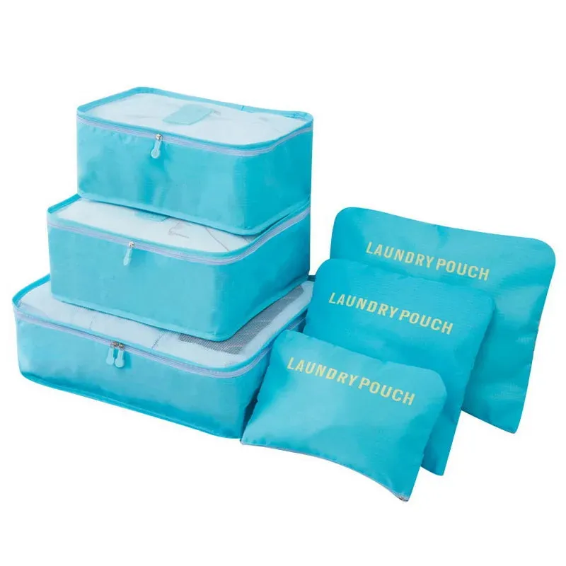 6pcs Travel Storage Bag Set Portable Foldable Luggage Organizer For Shoes Packing Clothes Tidy Organizer Wardrobe Suitcase Pouch