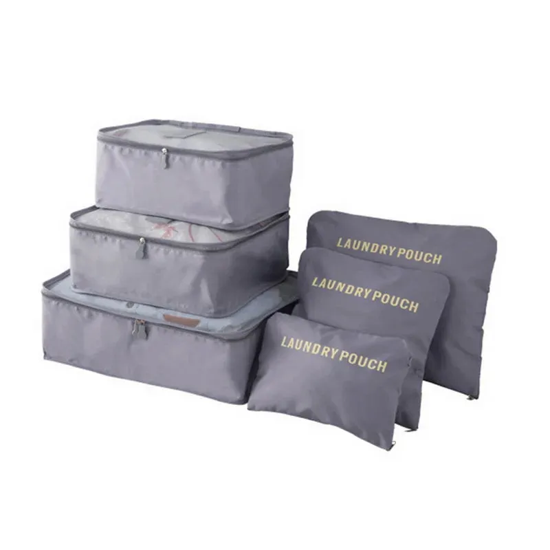 6pcs Travel Storage Bag Set Portable Foldable Luggage Organizer For Shoes Packing Clothes Tidy Organizer Wardrobe Suitcase Pouch