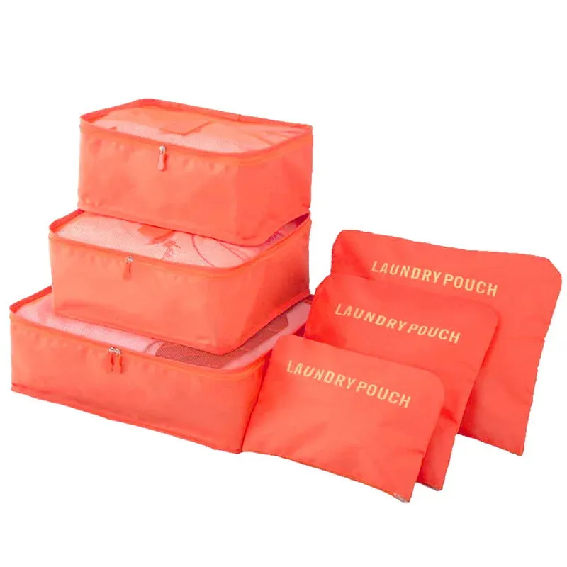 6pcs Travel Storage Bag Set Portable Foldable Luggage Organizer For Shoes Packing Clothes Tidy Organizer Wardrobe Suitcase Pouch