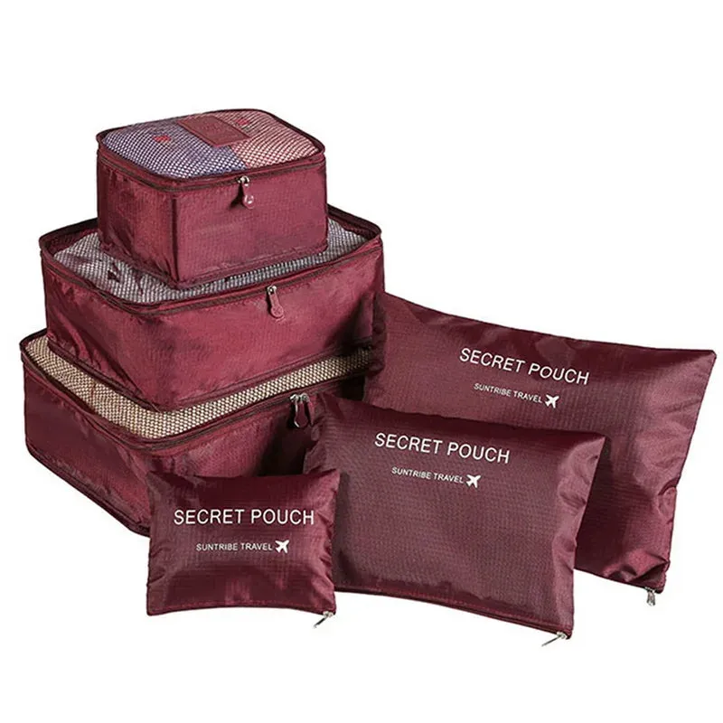 6pcs Travel Storage Bag Set Portable Foldable Luggage Organizer For Shoes Packing Clothes Tidy Organizer Wardrobe Suitcase Pouch
