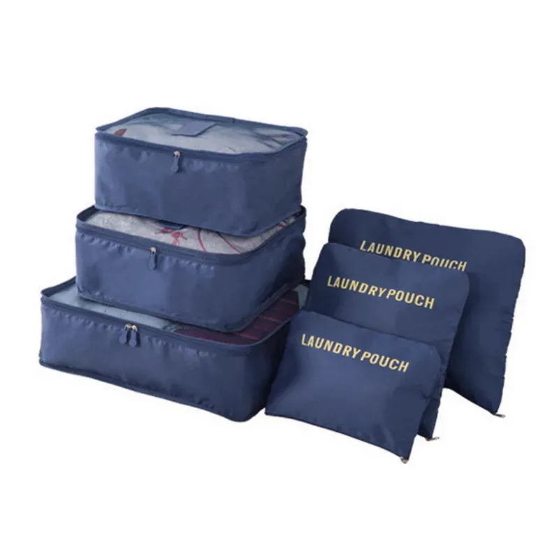 6pcs Travel Storage Bag Set Portable Foldable Luggage Organizer For Shoes Packing Clothes Tidy Organizer Wardrobe Suitcase Pouch