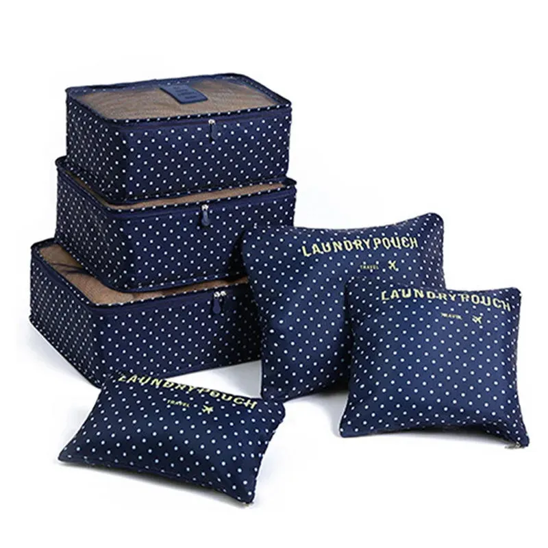 6pcs Travel Storage Bag Set Portable Foldable Luggage Organizer For Shoes Packing Clothes Tidy Organizer Wardrobe Suitcase Pouch