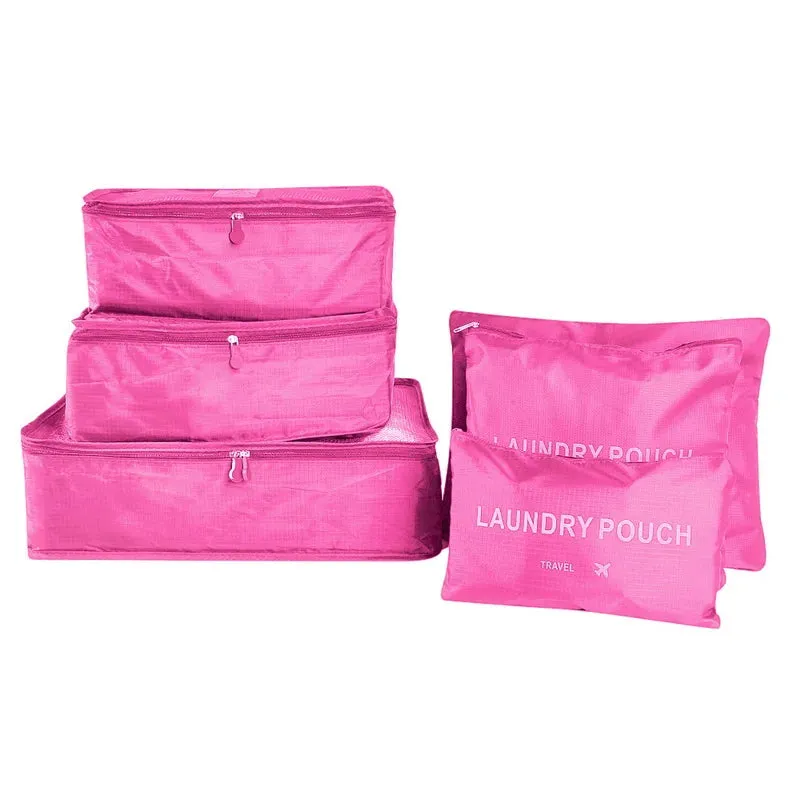 6pcs Travel Storage Bag Set Portable Foldable Luggage Organizer For Shoes Packing Clothes Tidy Organizer Wardrobe Suitcase Pouch