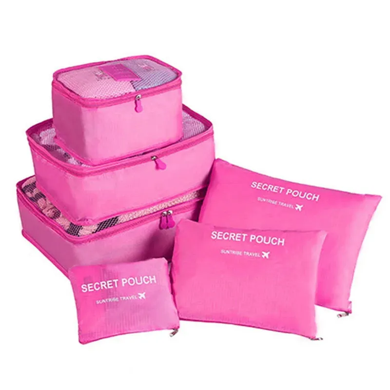 6pcs Travel Storage Bag Set Portable Foldable Luggage Organizer For Shoes Packing Clothes Tidy Organizer Wardrobe Suitcase Pouch