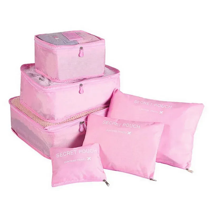 6pcs Travel Storage Bag Set Portable Foldable Luggage Organizer For Shoes Packing Clothes Tidy Organizer Wardrobe Suitcase Pouch
