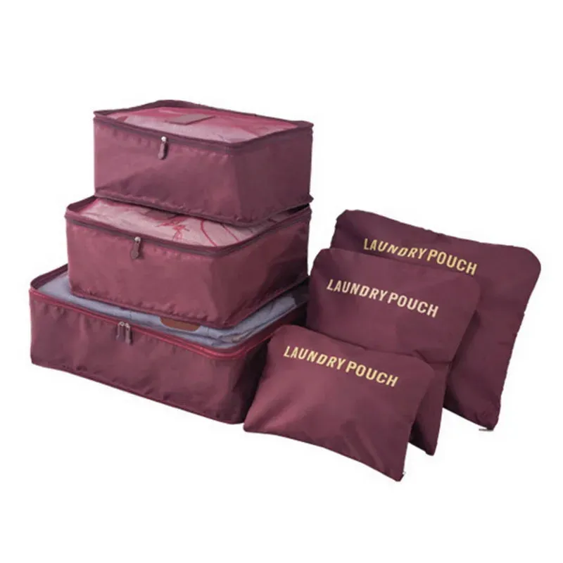 6pcs Travel Storage Bag Set Portable Foldable Luggage Organizer For Shoes Packing Clothes Tidy Organizer Wardrobe Suitcase Pouch