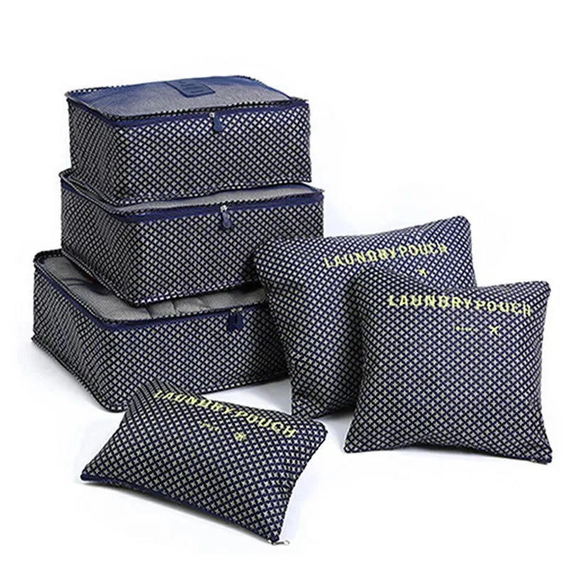 6pcs Travel Storage Bag Set Portable Foldable Luggage Organizer For Shoes Packing Clothes Tidy Organizer Wardrobe Suitcase Pouch