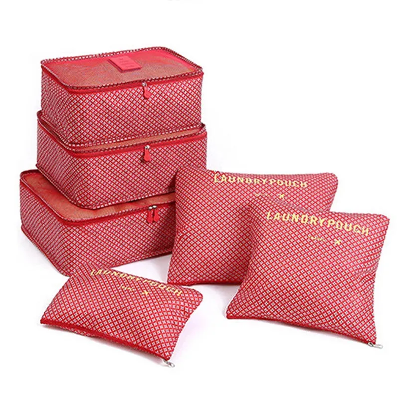6pcs Travel Storage Bag Set Portable Foldable Luggage Organizer For Shoes Packing Clothes Tidy Organizer Wardrobe Suitcase Pouch