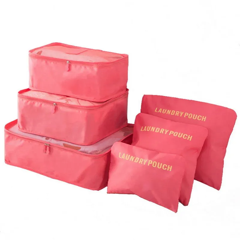 6pcs Travel Storage Bag Set Portable Foldable Luggage Organizer For Shoes Packing Clothes Tidy Organizer Wardrobe Suitcase Pouch