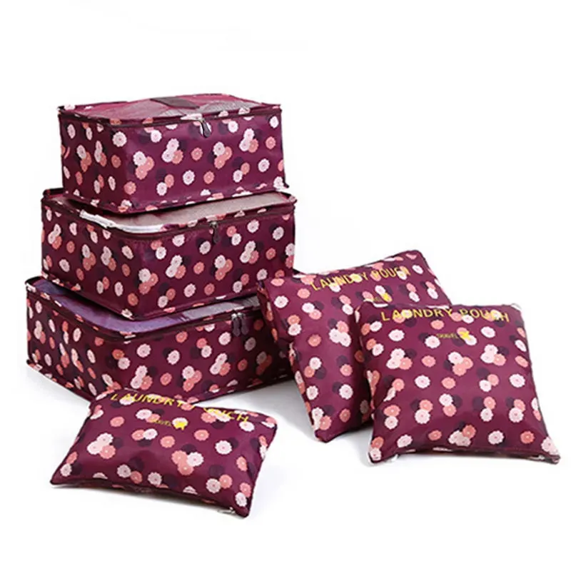 6pcs Travel Storage Bag Set Portable Foldable Luggage Organizer For Shoes Packing Clothes Tidy Organizer Wardrobe Suitcase Pouch