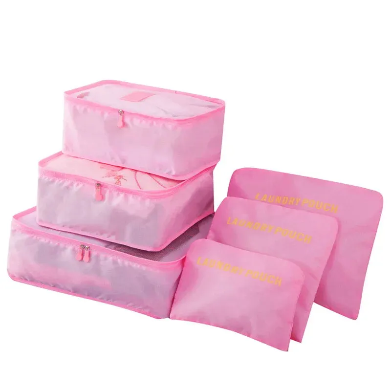 6pcs Travel Storage Bag Set Portable Foldable Luggage Organizer For Shoes Packing Clothes Tidy Organizer Wardrobe Suitcase Pouch