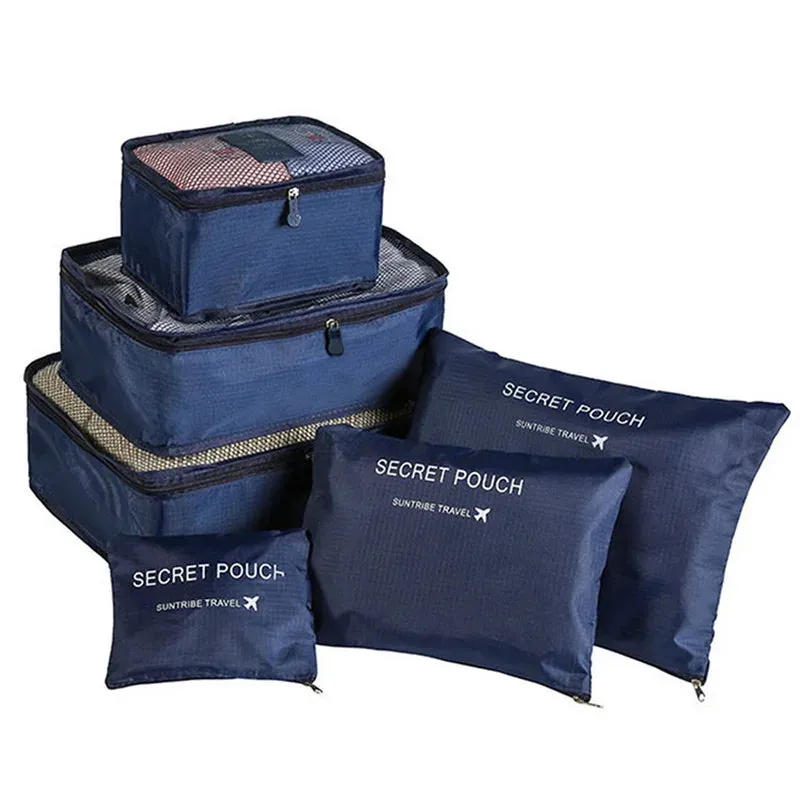 6pcs Travel Storage Bag Set Portable Foldable Luggage Organizer For Shoes Packing Clothes Tidy Organizer Wardrobe Suitcase Pouch