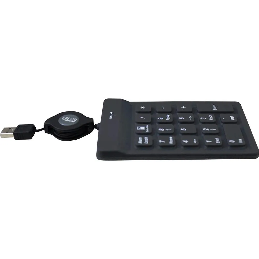 Adesso 18 Key USB Waterproof Numeric Keypad with Retractable Cable