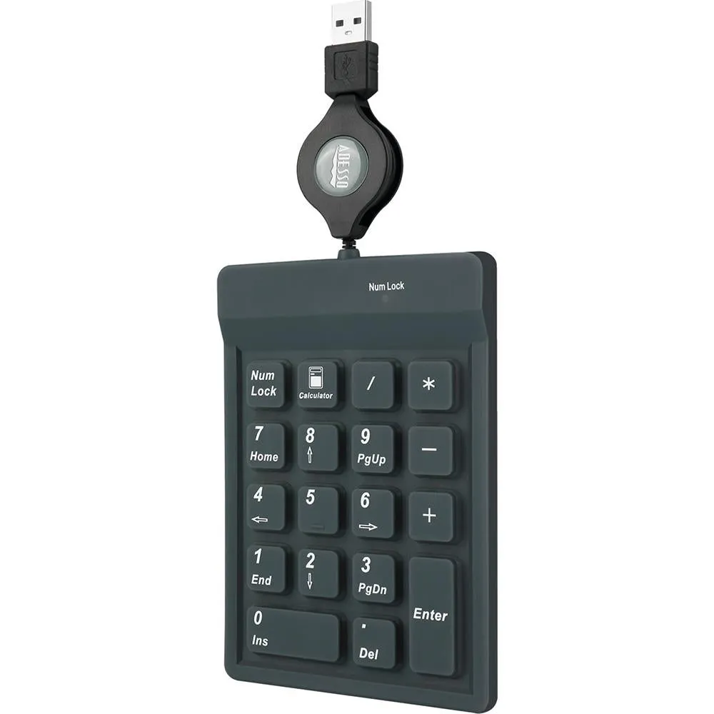 Adesso 18 Key USB Waterproof Numeric Keypad with Retractable Cable