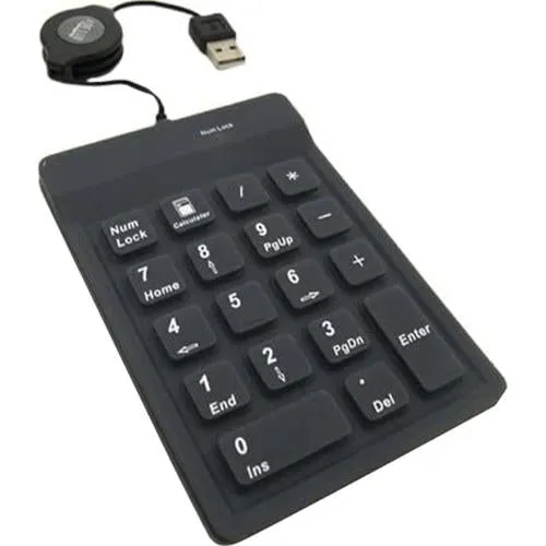 Adesso 18 Key USB Waterproof Numeric Keypad with Retractable Cable
