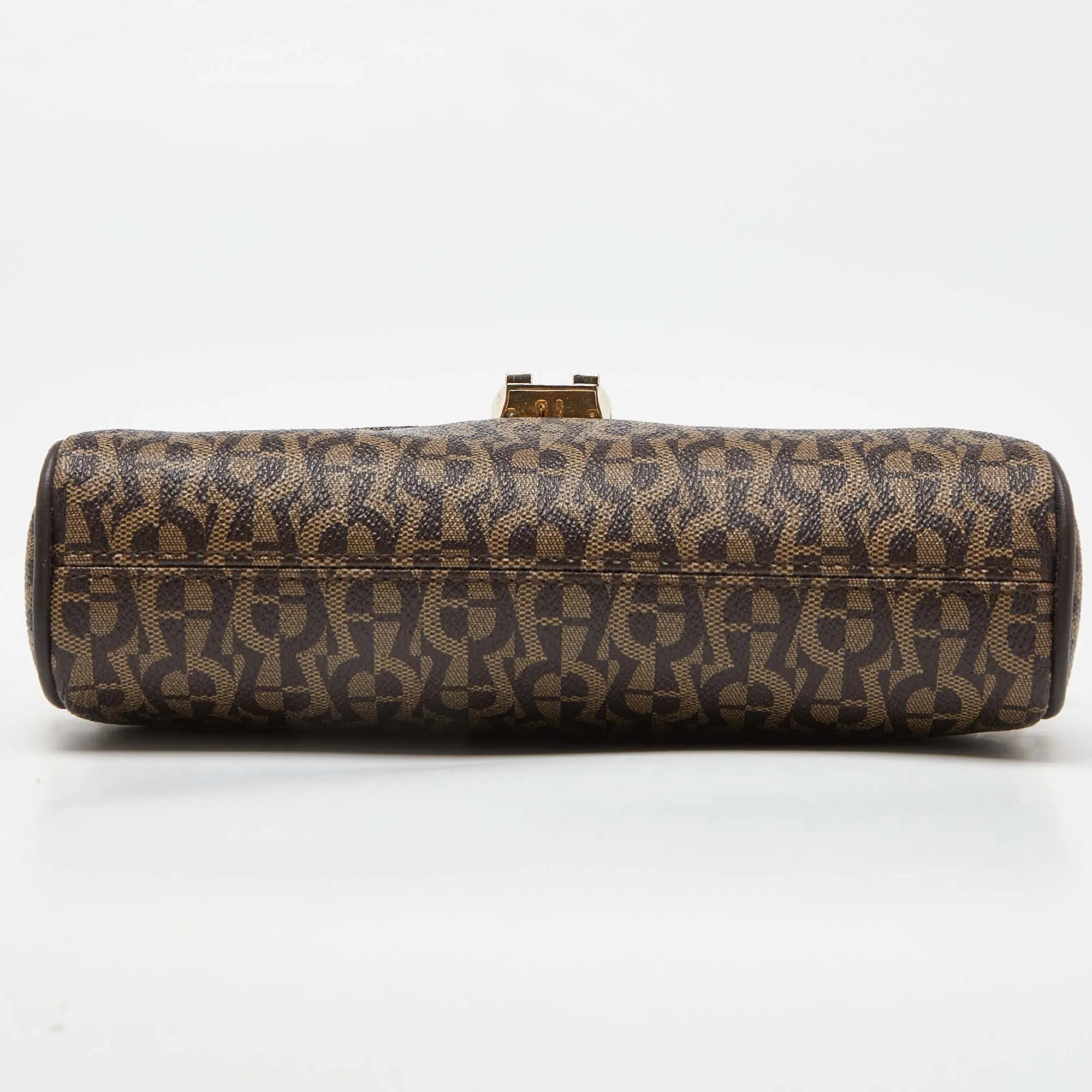 AIGNER Brown Coated Canvas and Leather Crossbody Bag