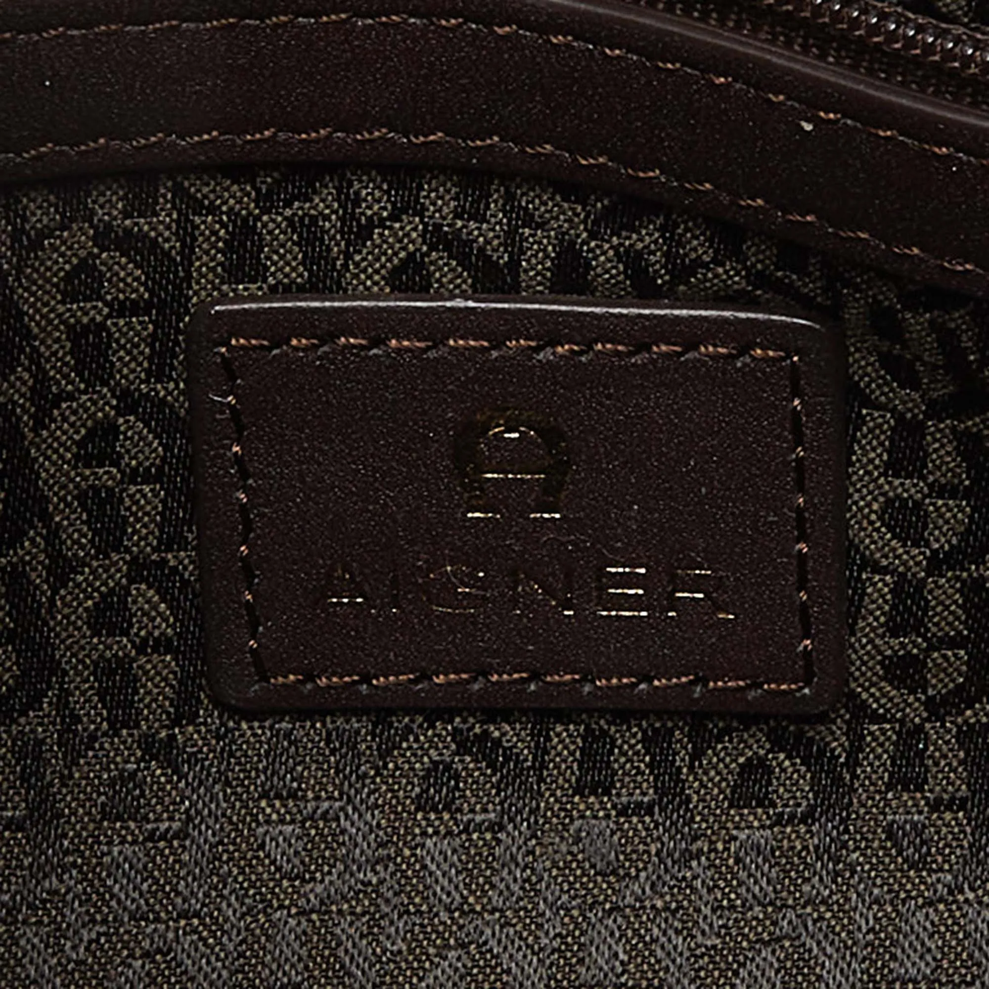 AIGNER Brown Coated Canvas and Leather Crossbody Bag