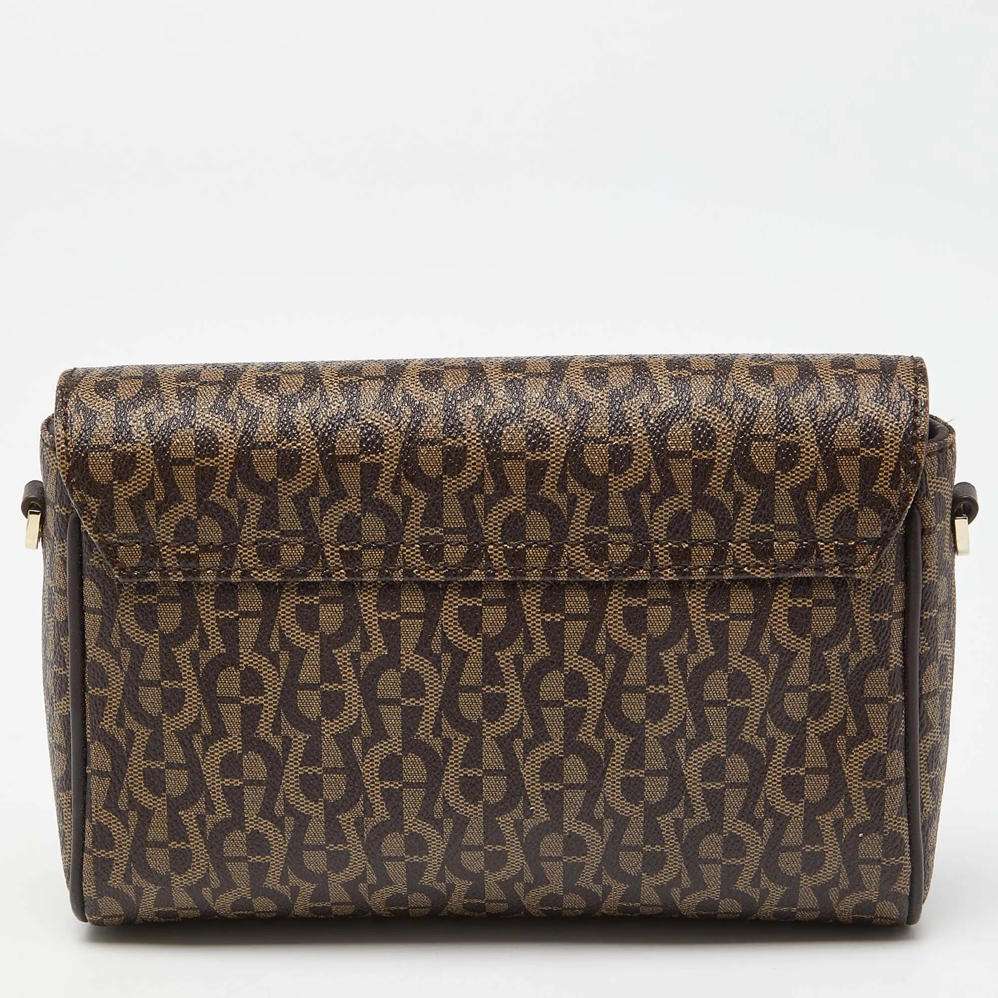 AIGNER Brown Coated Canvas and Leather Crossbody Bag