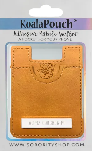 Alpha Omicron Pi Leather Style Koala Pouch (Saddle)