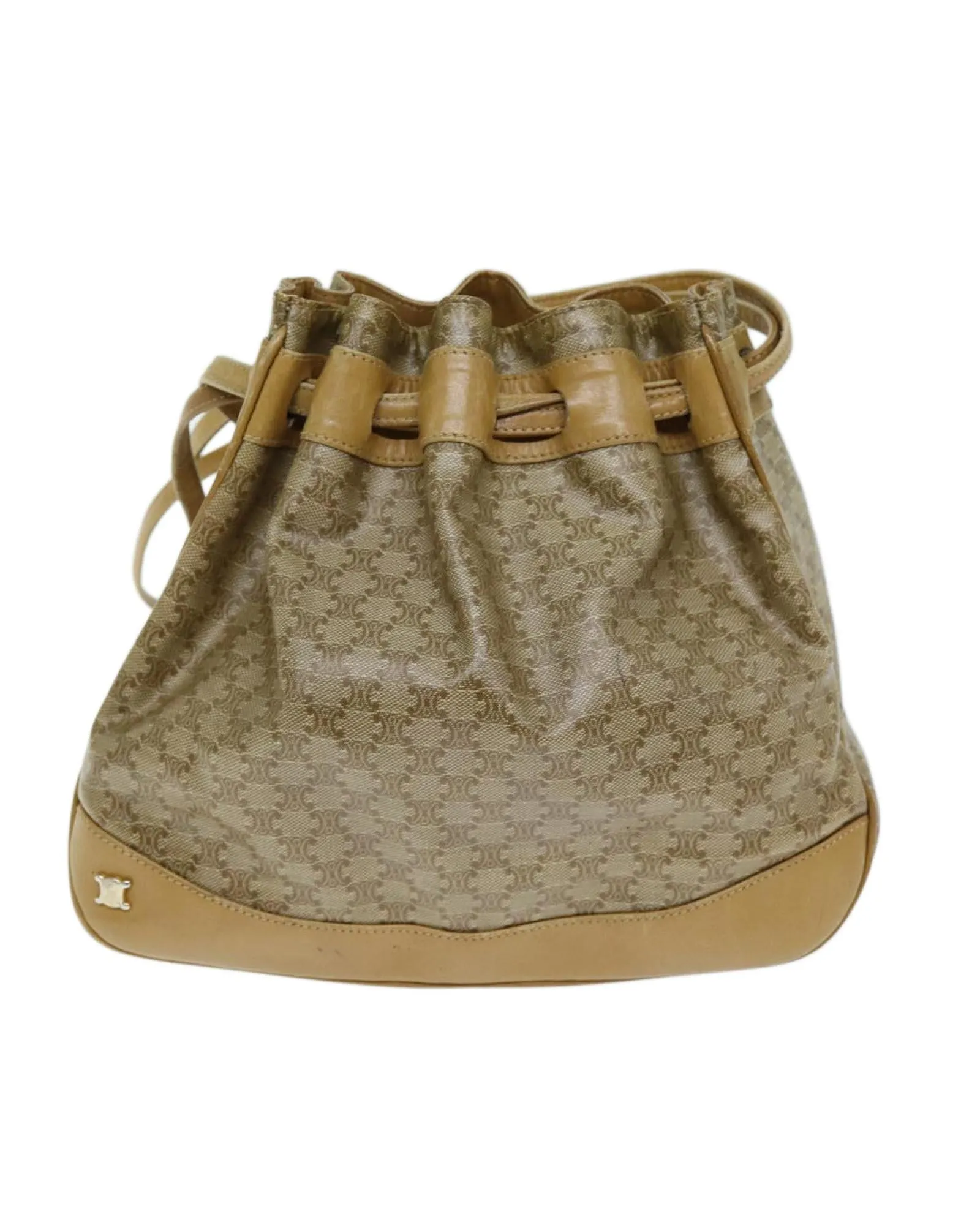 Beige Macadam Canvas Shoulder Bag with Shoulder Drop