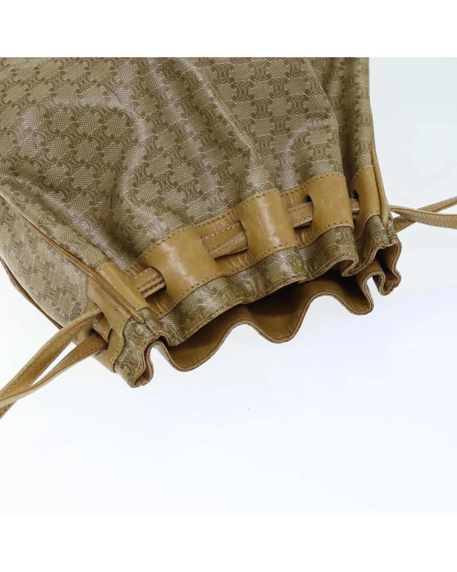 Beige Macadam Canvas Shoulder Bag with Shoulder Drop