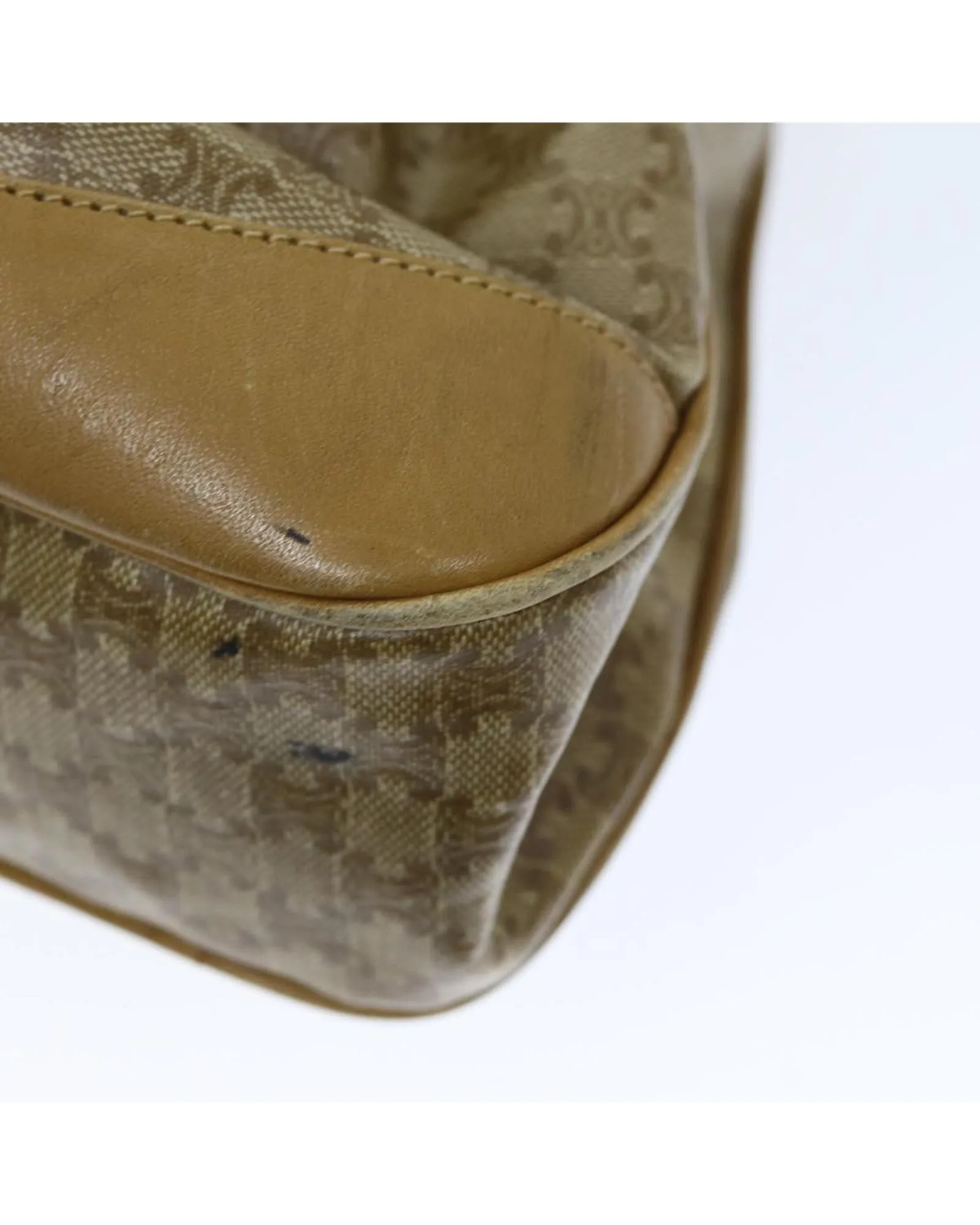 Beige Macadam Canvas Shoulder Bag with Shoulder Drop