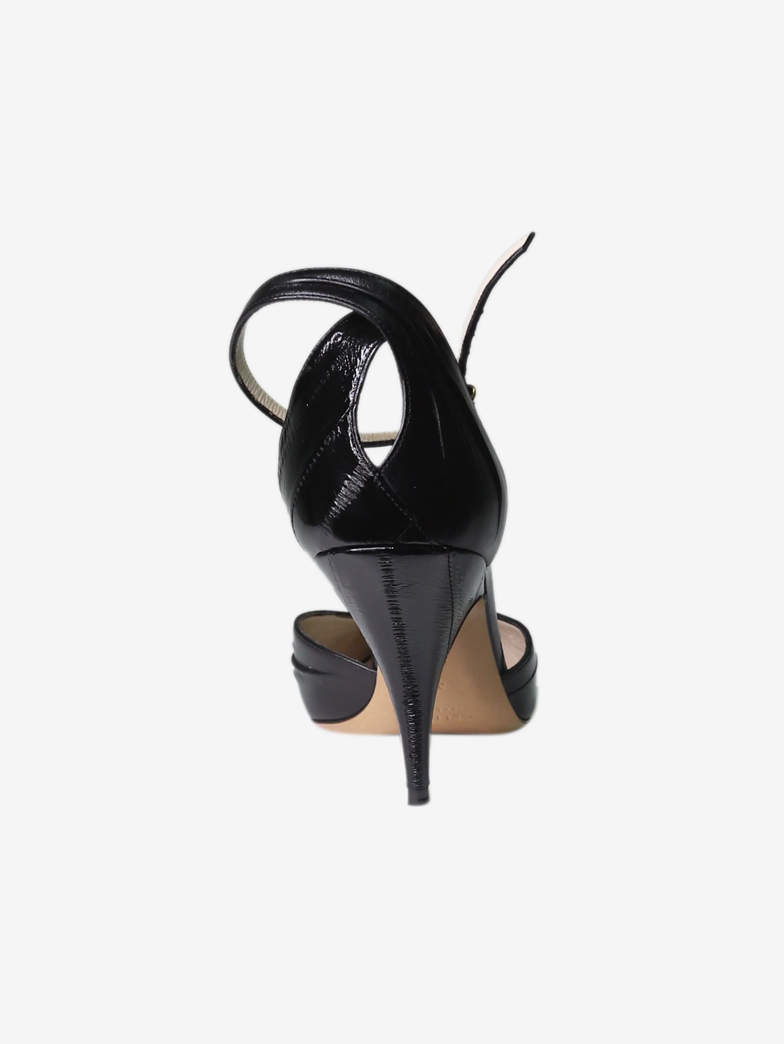 Black adjustable-strap leather heels - size EU 39