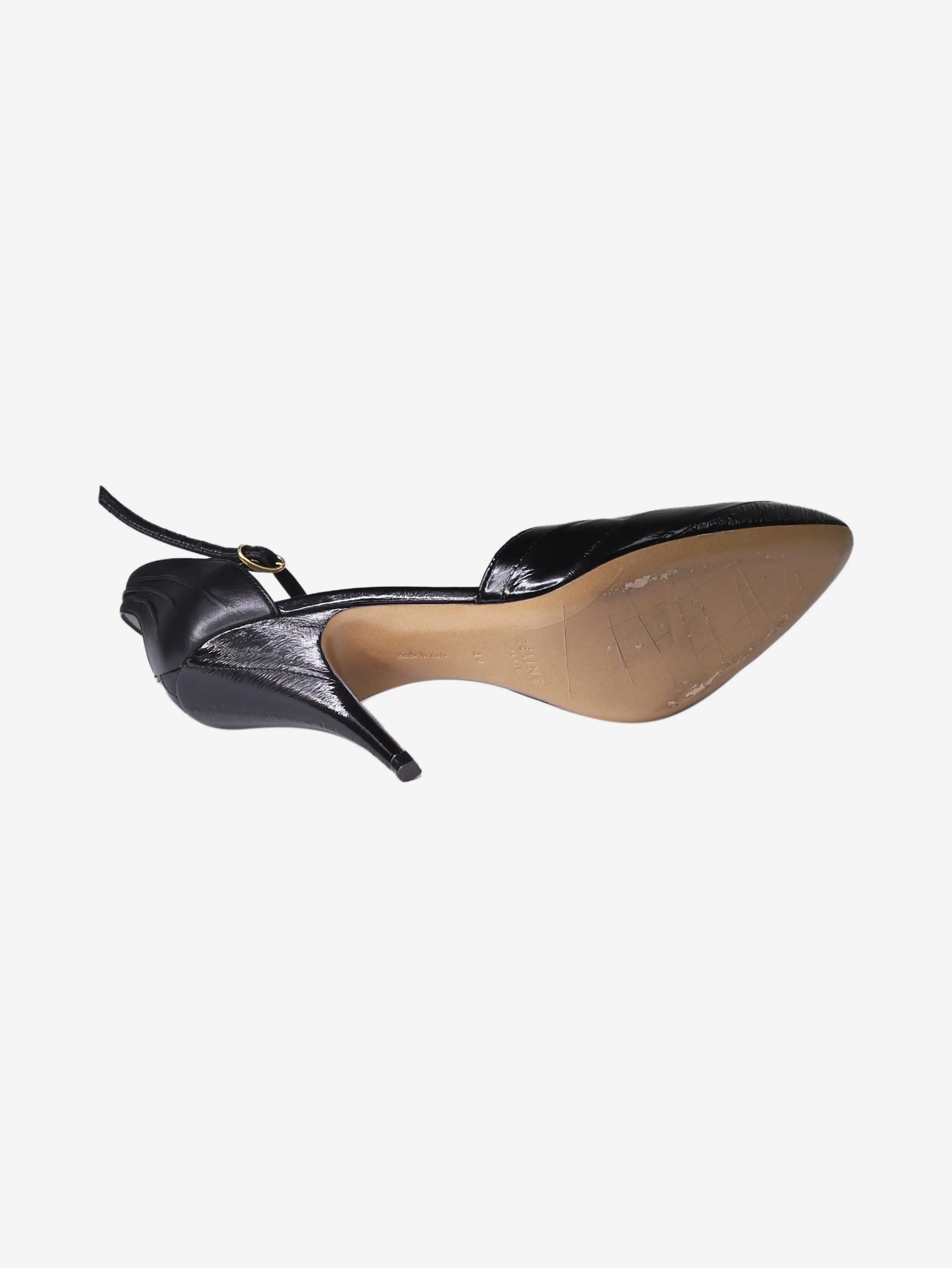 Black adjustable-strap leather heels - size EU 39