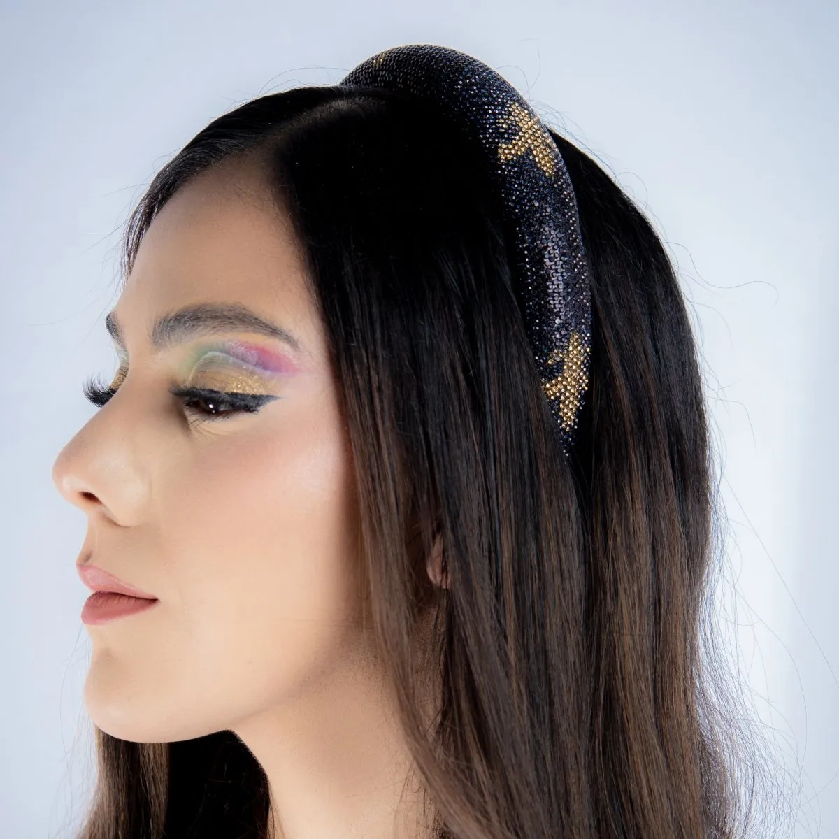Black and Gold Fleur-de-Lis Embellished Headband