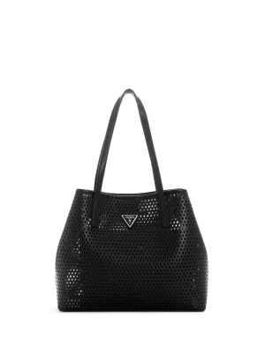 Black Woven Vikky Tote Bag