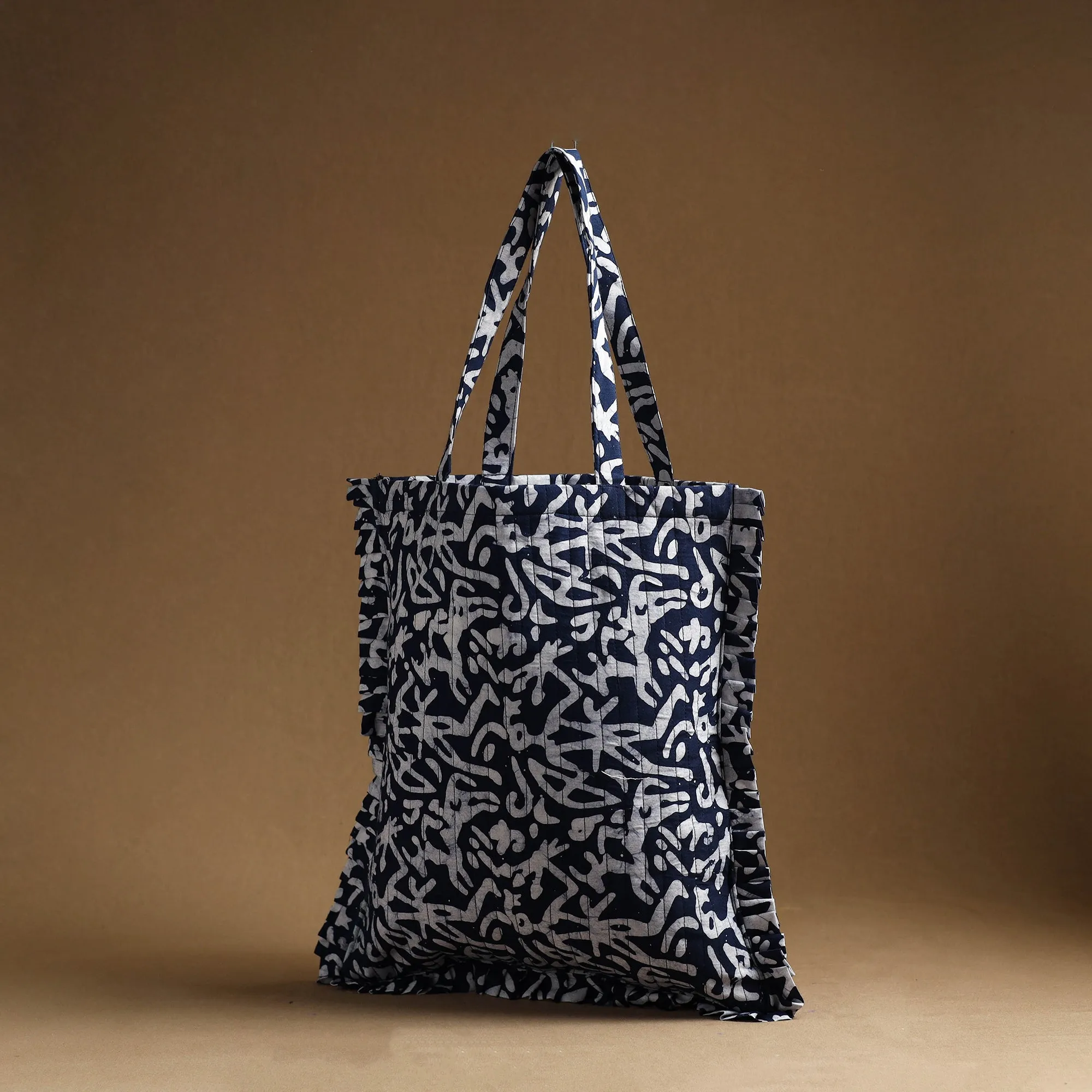 Blue - Handcrafted Cotton Frill Jhola Bag 31